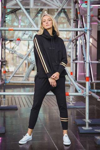 Gold Stripe Funnel Sweater
