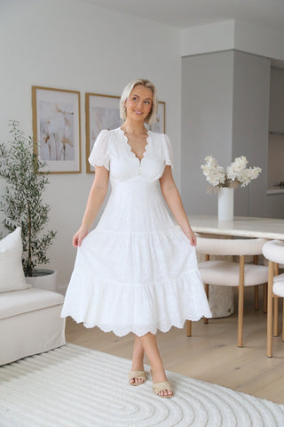 White Scallop Midi