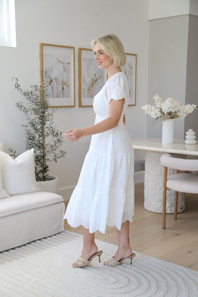 White Scallop Midi