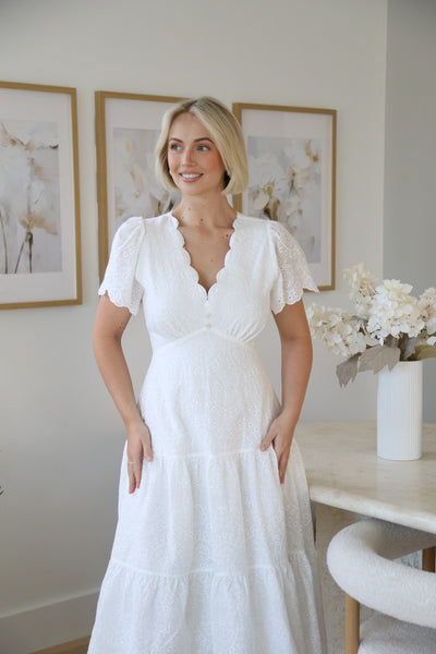 White Scallop Midi