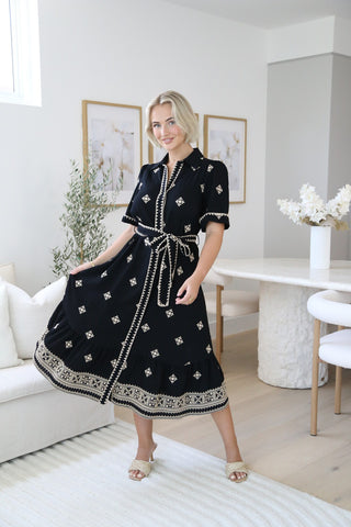Black Embroidery Midi
