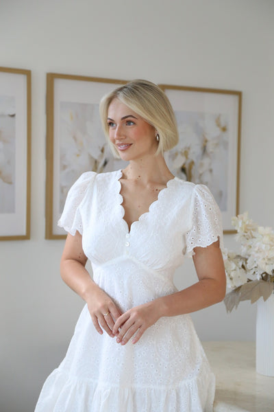 White Scallop Midi
