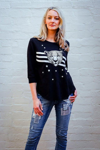 Leopard W/Stripes 3/4 Tee